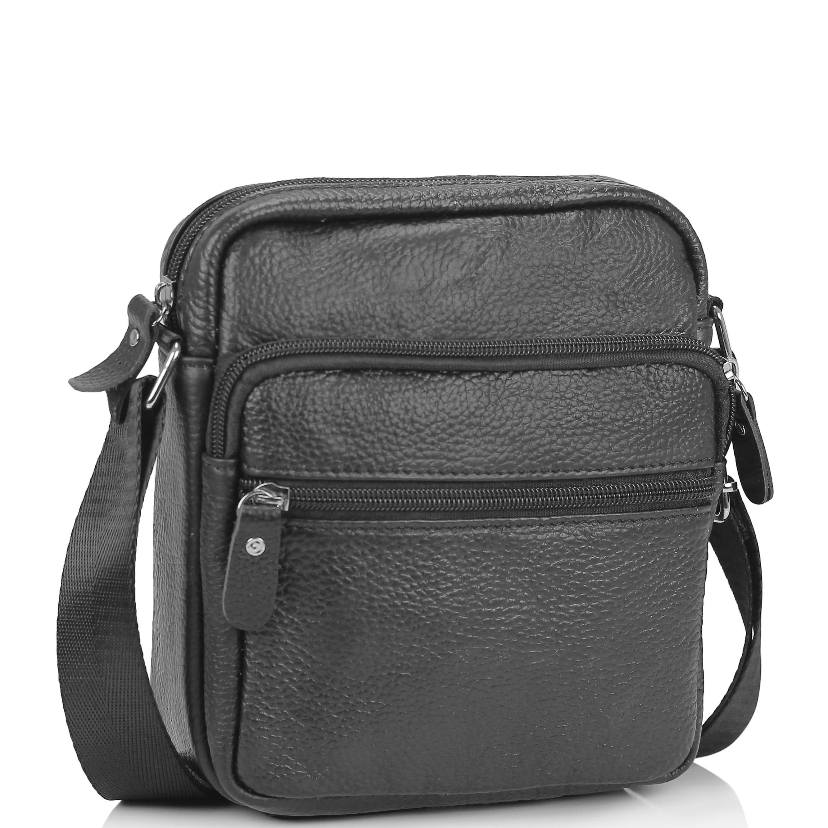 Невелика шкіряна сумка через плече чорна Tiding Bag NM20-2610A