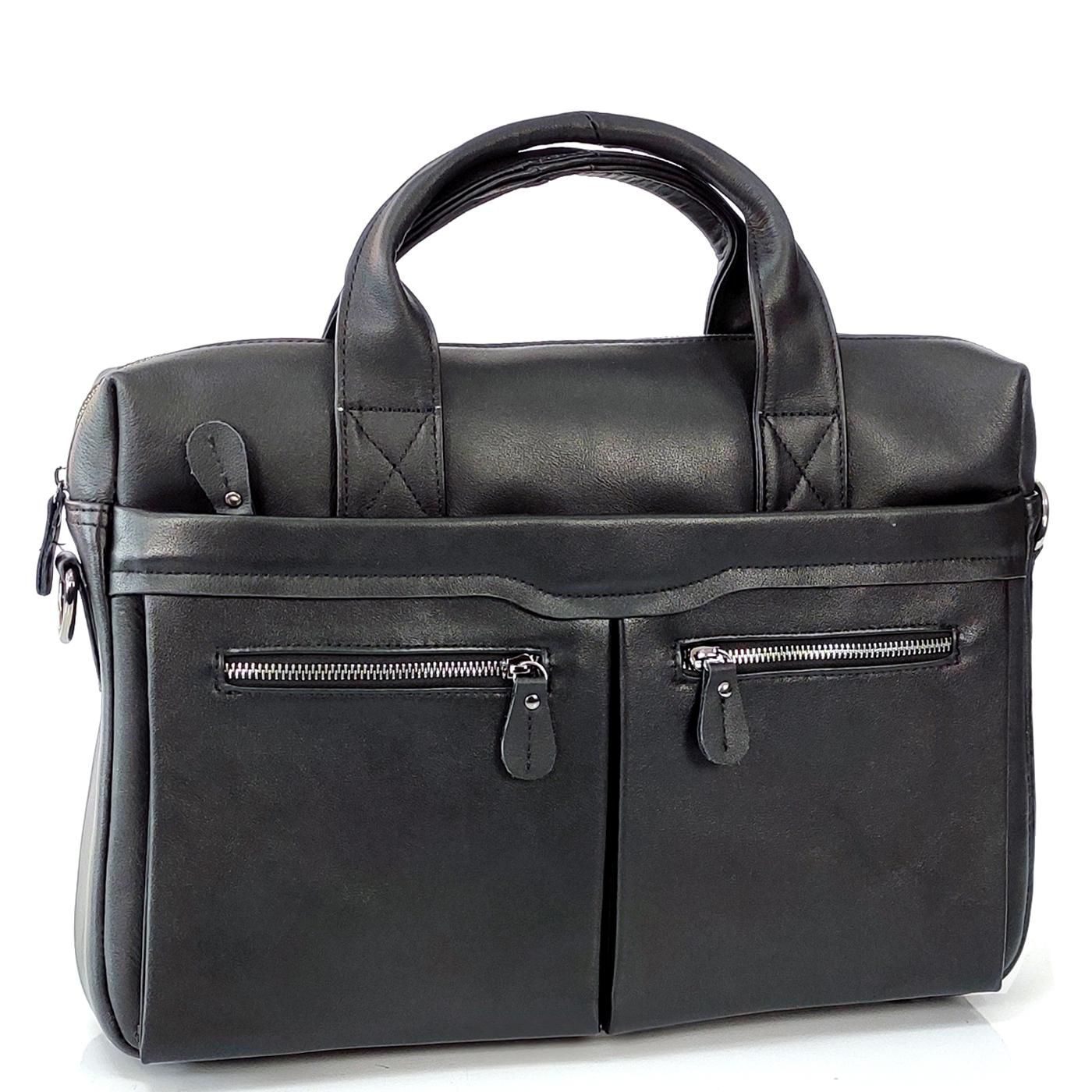 Класична сумка для ноутбука Tiding Bag NM20-7122A-2 виготовлена із натуральної шкіри чорного кольору.