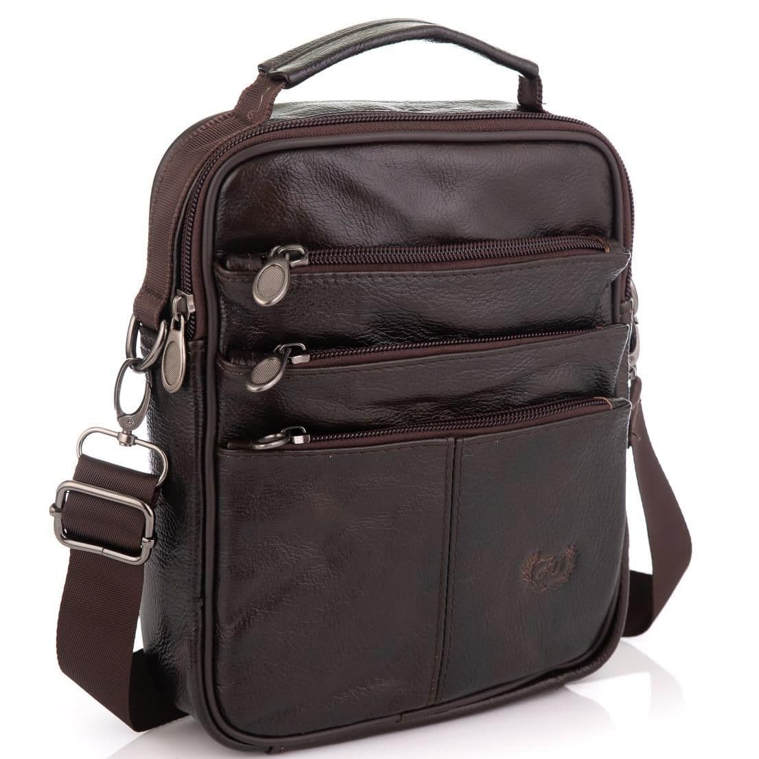 Коричнева чоловіча сумка месенджер HD Leather NM24-218C