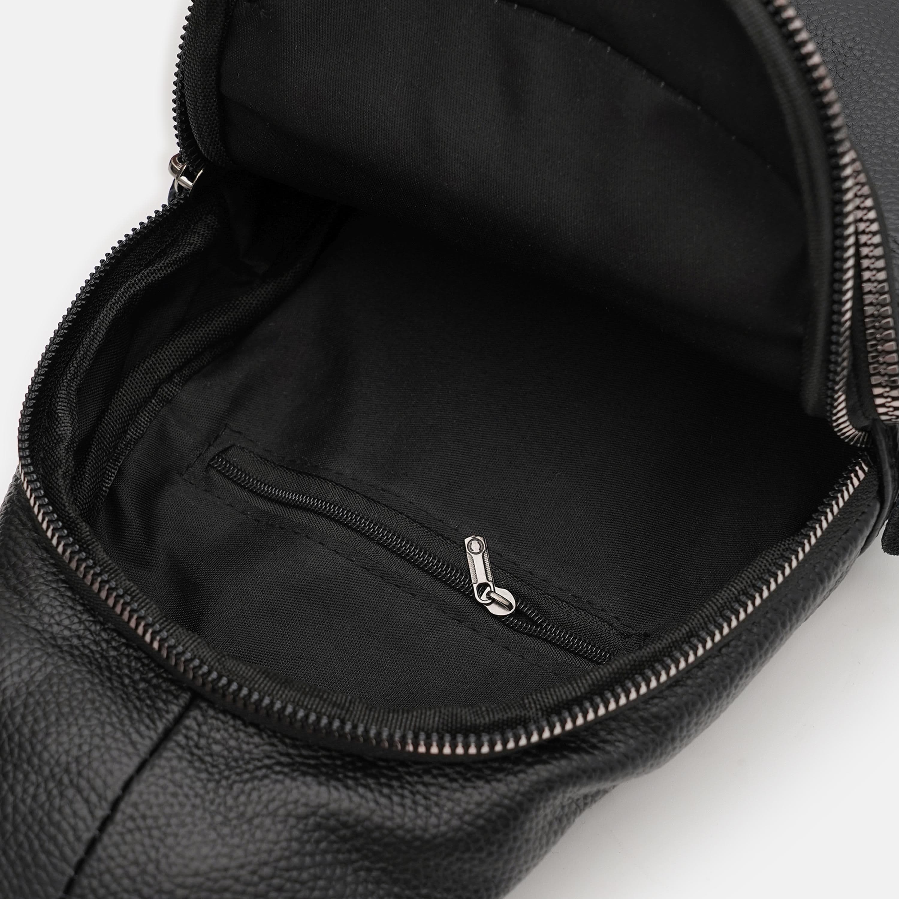 Кожаная сумка слинг черная Tiding Bag M56-8889A