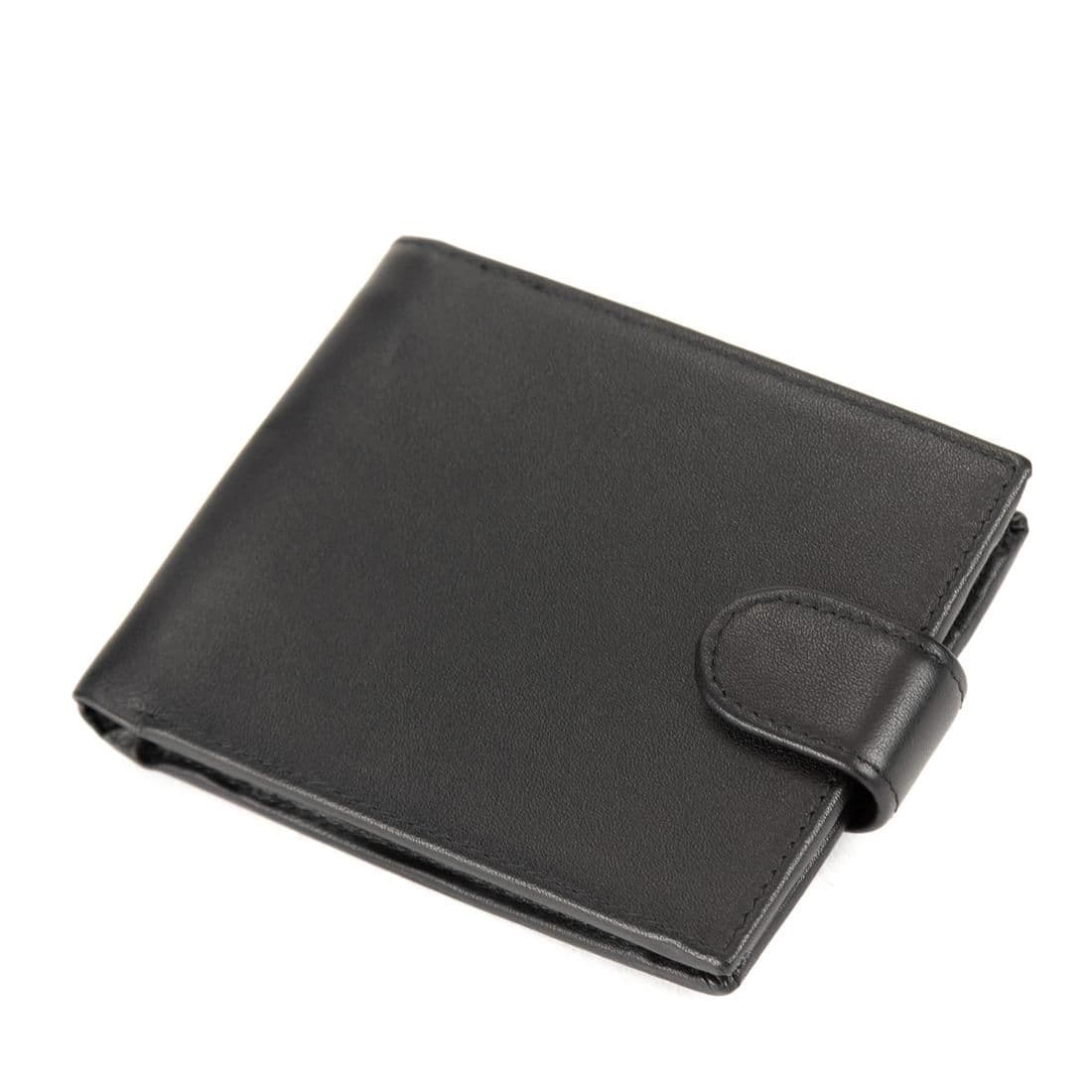 Чорне портмоне на кнопці з монетницею Tiding Bag M39-8069BRA
