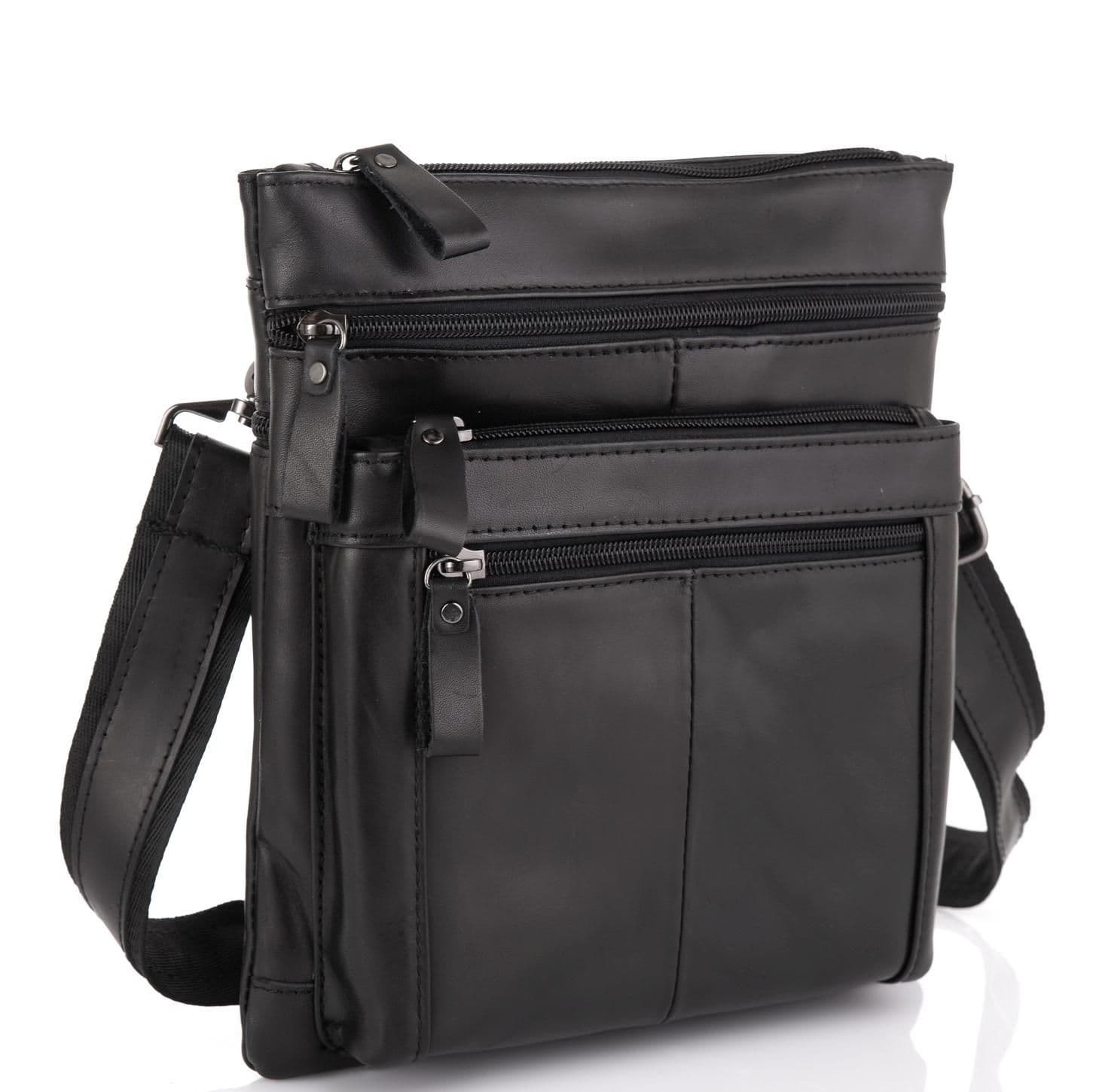 Черная мужская кожаная сумка через плечо Tiding Bag N2-8011A