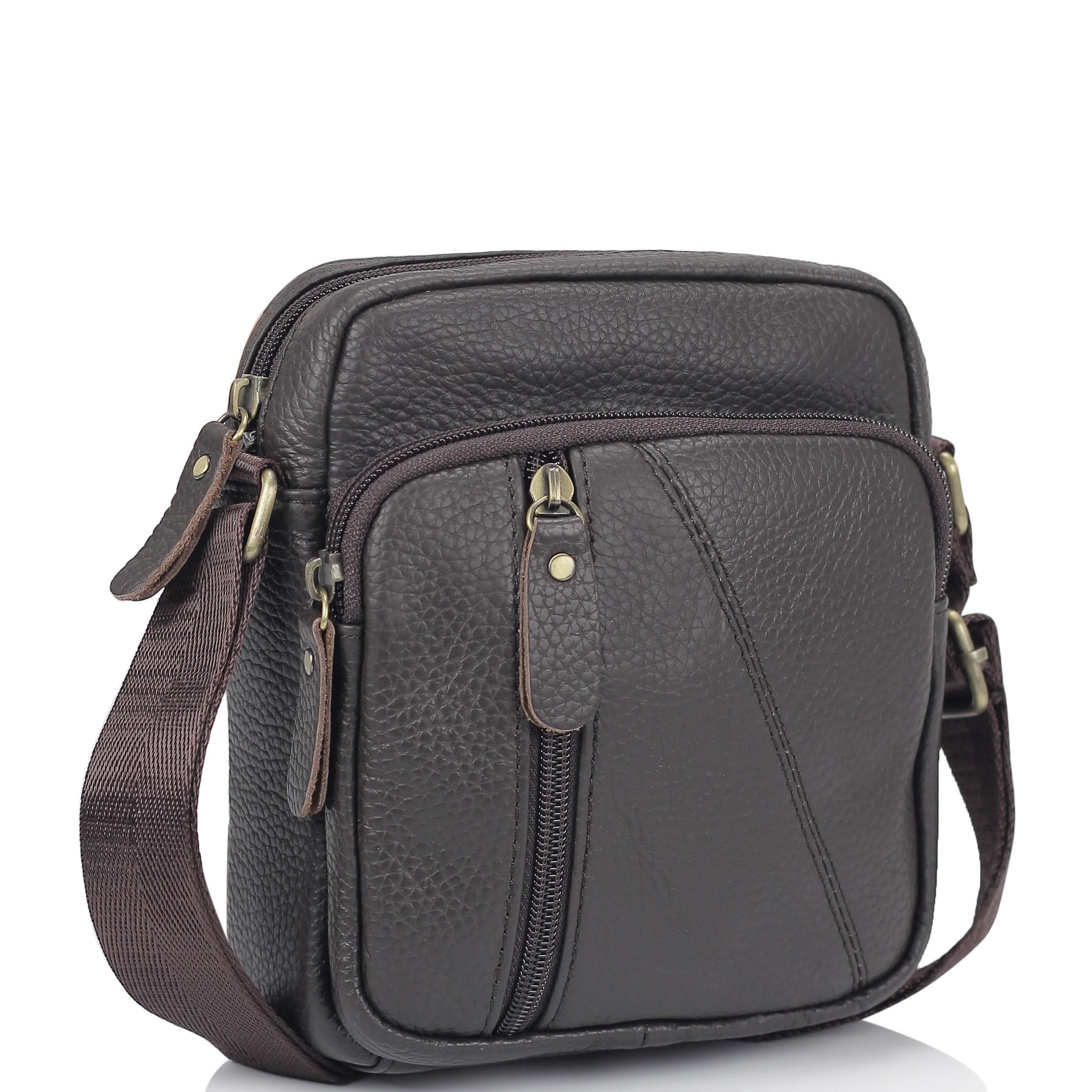 Чоловіча шкіряна сумка коричнева через плече Tiding Bag N2-1008DB