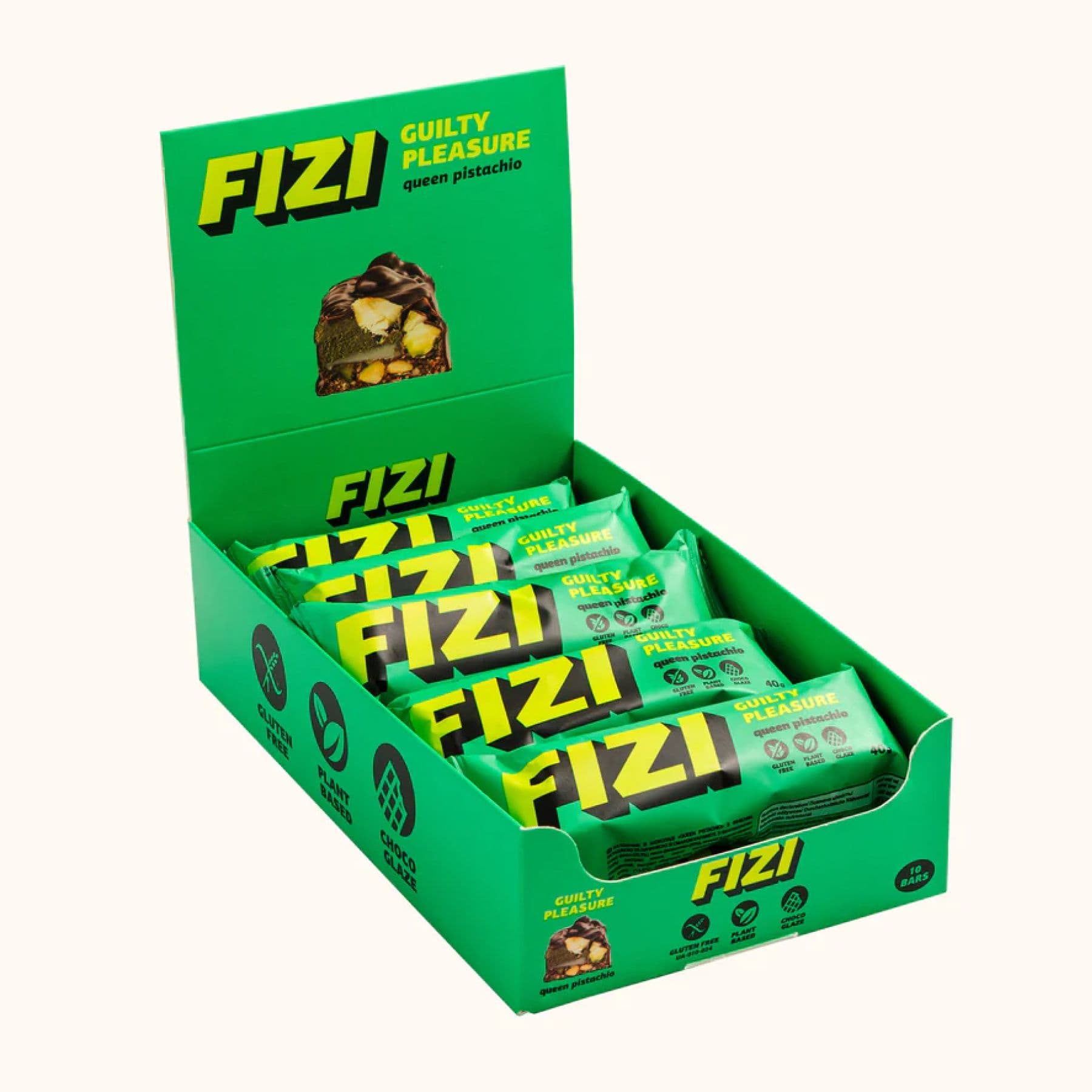 Fizi Protein Bar Guilty Pleasure, 10x45 г, Queen Pistachio