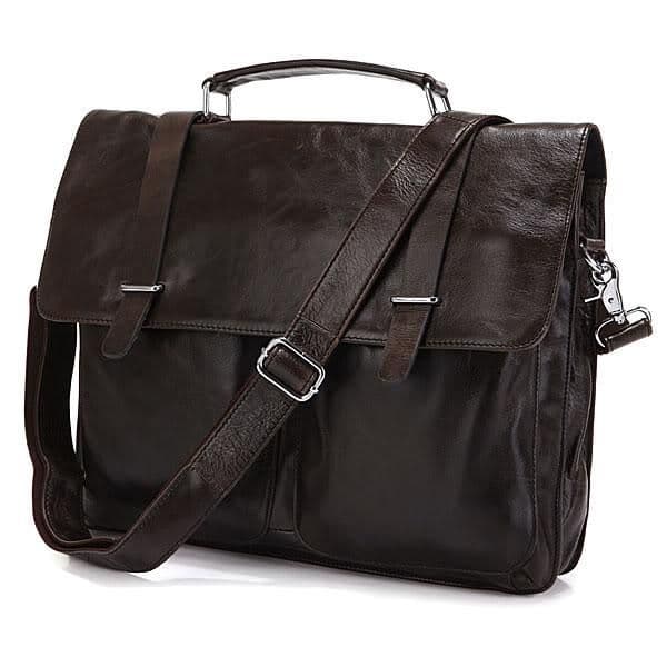 Сумка-портфель мужская кожаная коричневая Tiding Bag 6057J
