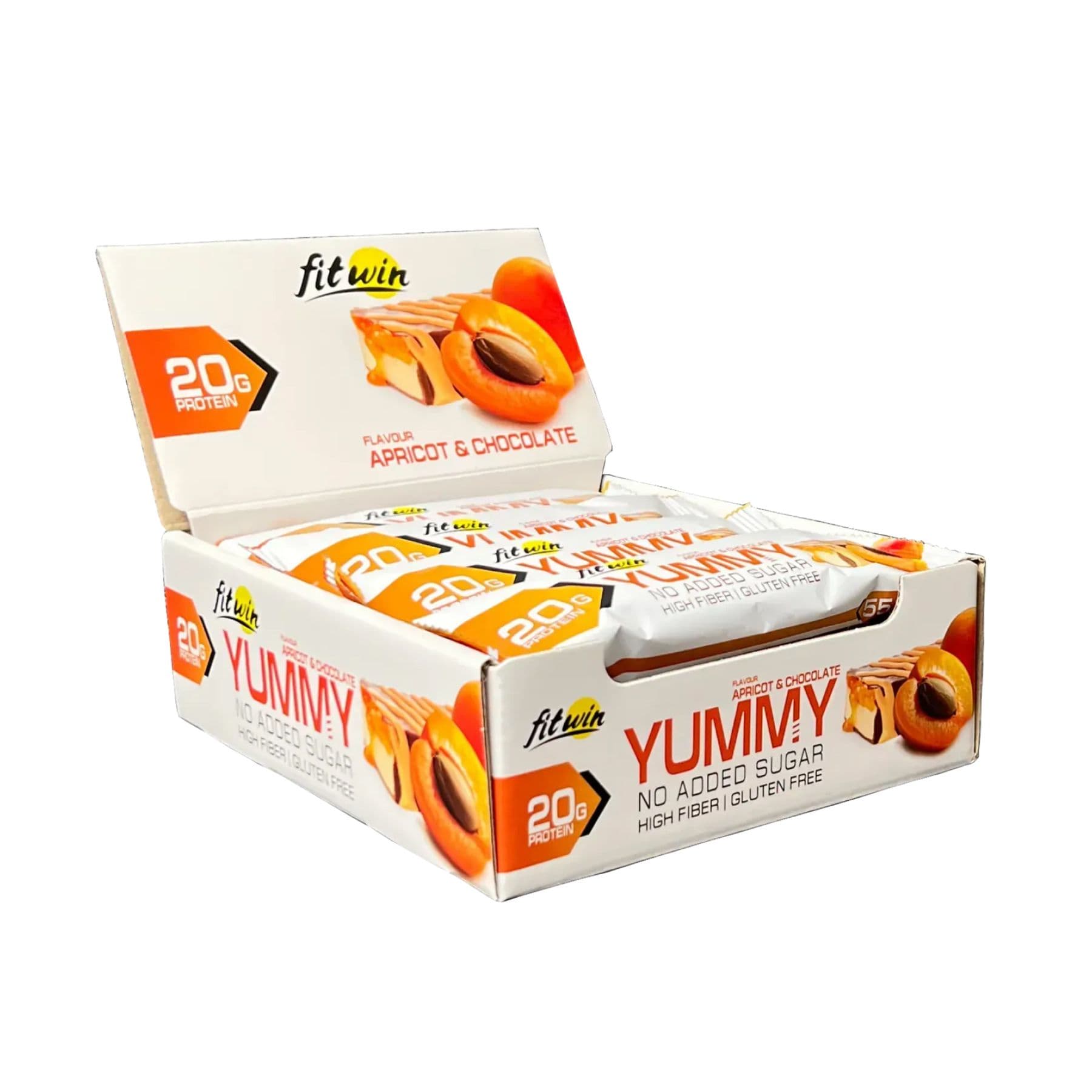 FitWin Yummy — протеїнові цукерки, смак абрикосовий шоколад, 12x55 г