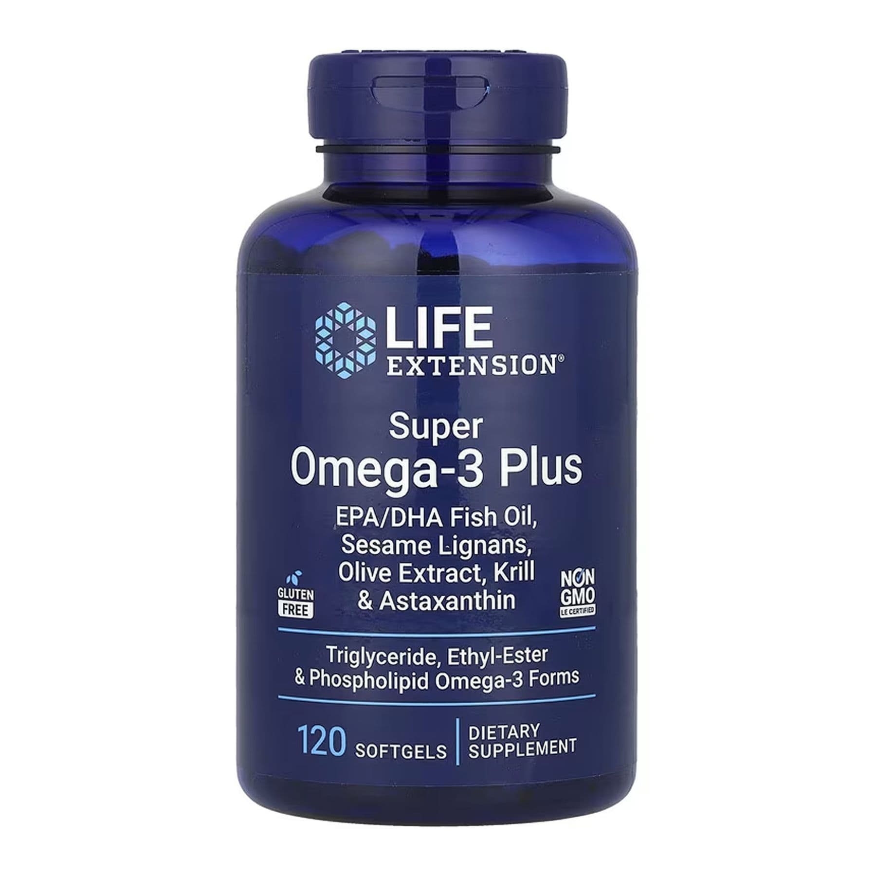Super Omega-3 Plus EPA/DHA Fish Oil, Sesame Lignans, Olive Extract, Krill & Astaxanthin - 120 softgels
