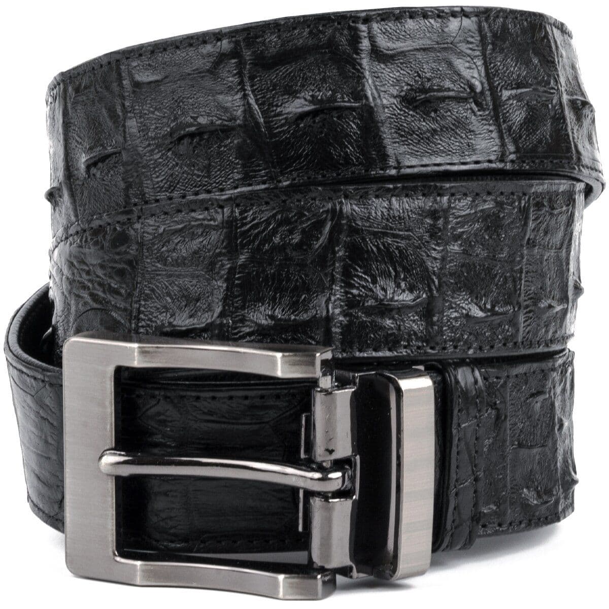 Ремінь класика з натуральної шкіри крокодила CROCODILE LEATHER 18018 Чорний — фото 1