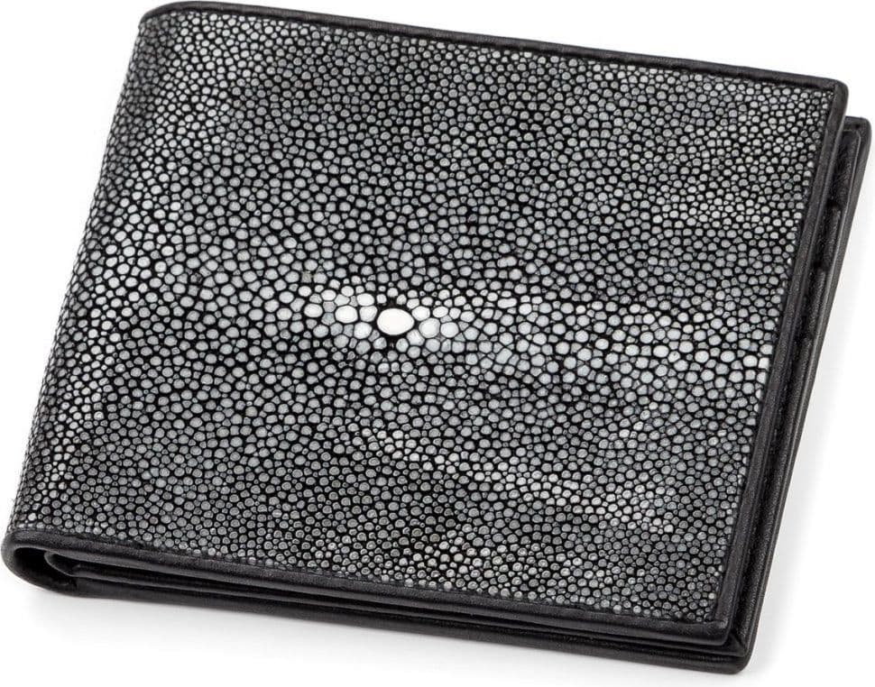 Гаманець чоловічий чорний із натуральної шкіри ската Exotic Leather (stw120_6)
