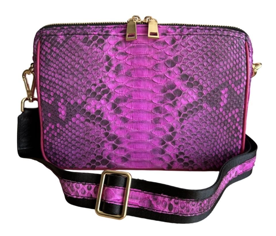 Сумка жіноча кросбоді яскрава Exotic Leather (snc03) із натуральної шкіри пітона фуксія