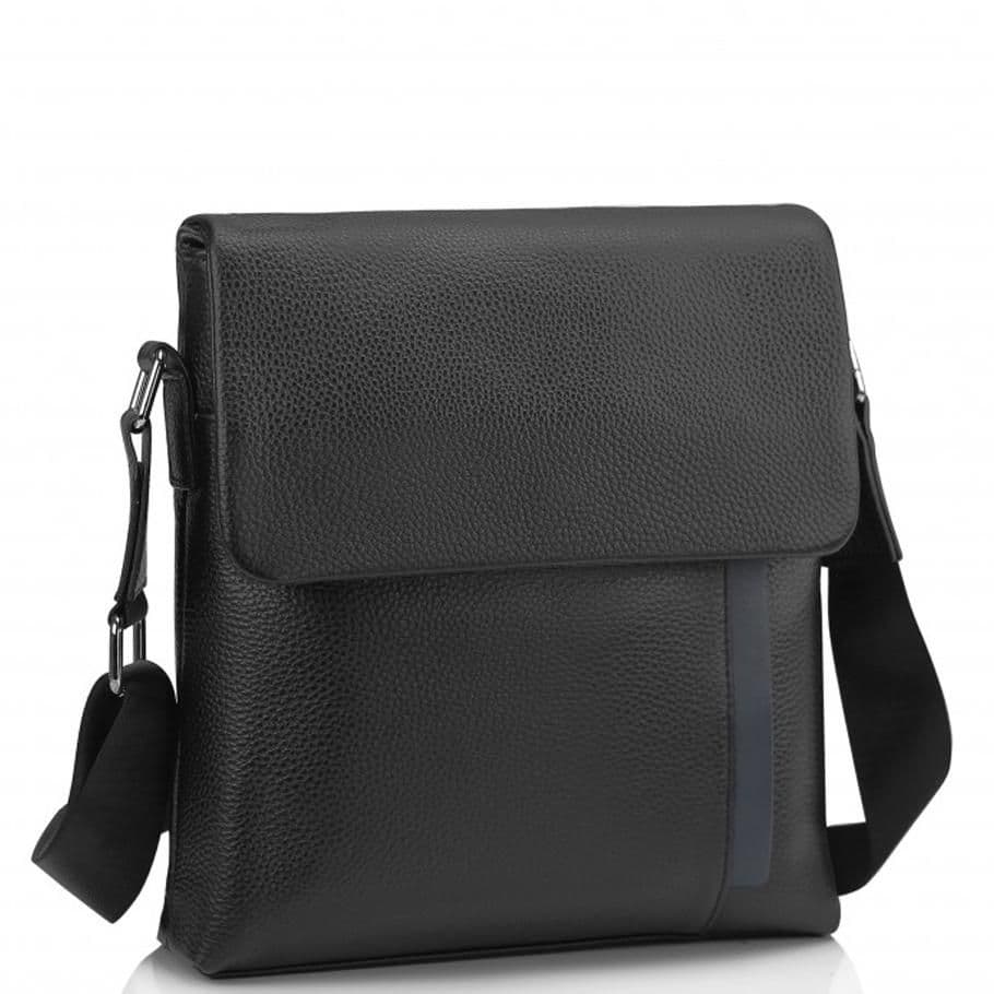 Чоловіча шкіряна сумка через плече чорна Tiding Bag A25F-9913A
