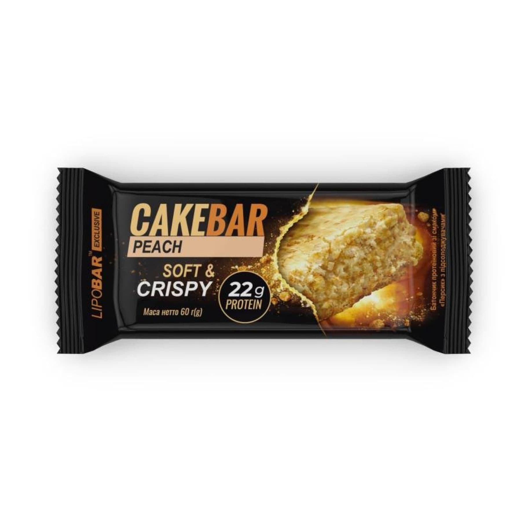 Протеїновий батончик Cake Bar, смак персик, 60 г, Lipobar