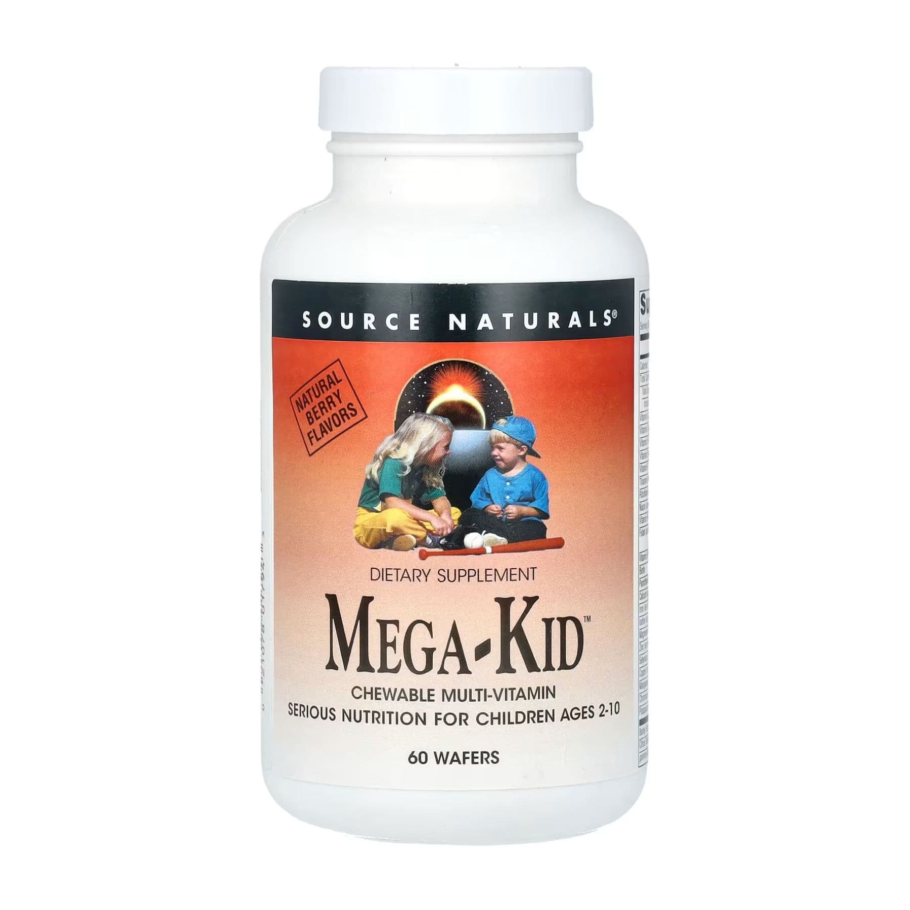 Mega-Kid — мультивітаміни для дітей, вафлі зі смаком ягід, 60 шт, Source Naturals