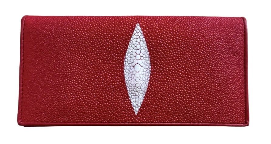 Вертикальне портмоне жіноче Exotic Leather (stw6) червоне із натуральної шкіри ската — фото 1