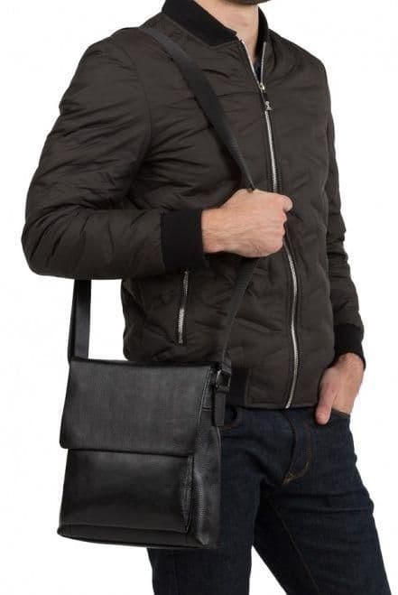 Сумка-мессенджер кожаная Tiding Bag черная