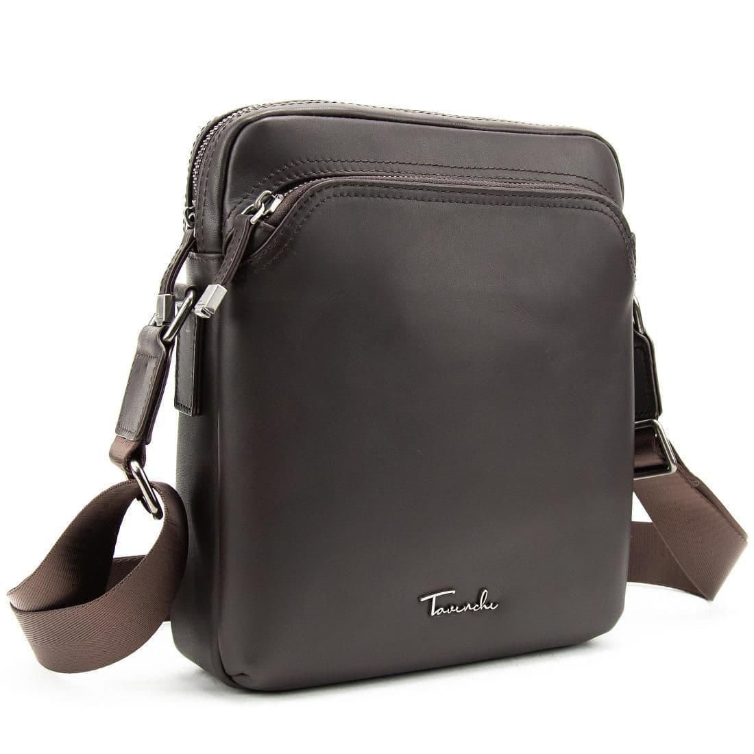 Мужская кожаная сумка через плечо коричневая Tiding Bag SM8-9686-4C