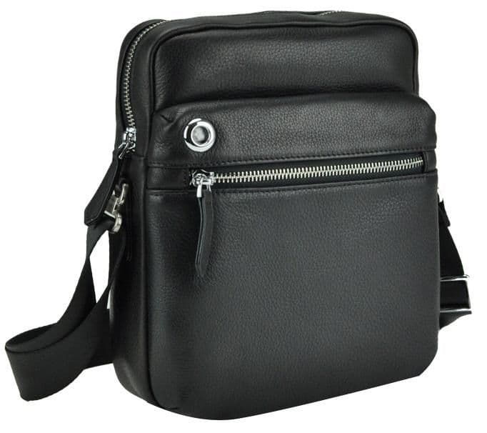 Чоловіча шкіряна сумка на плече чорна Tiding Bag NA50-2018-2A