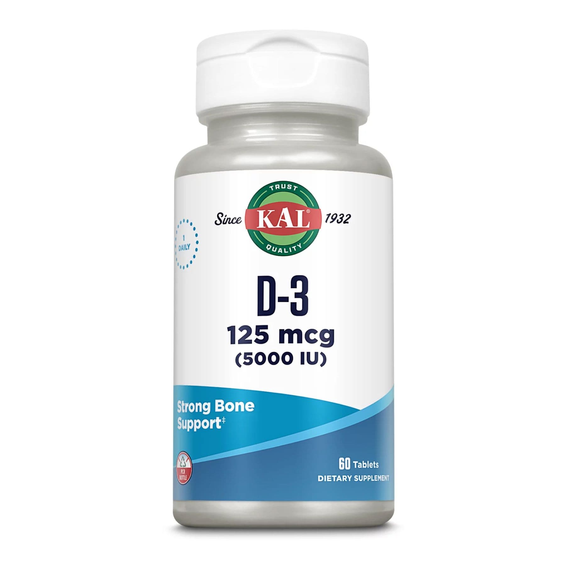Витамин D3, 125 мкг, 60 таблеток, KAL