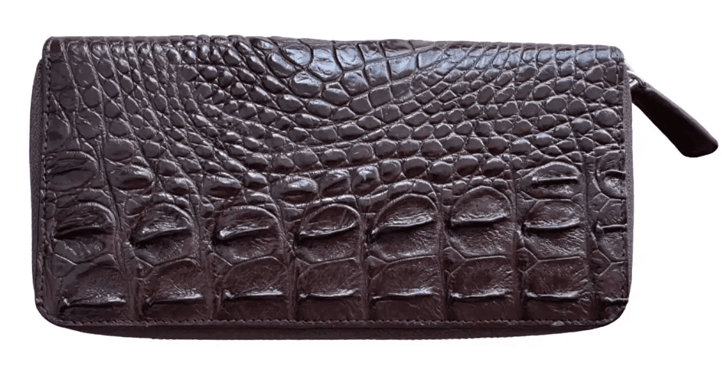 Гаманець із натуральної шкіри крокодила коричневий Exotic Leather на блискавці (cw03_2)