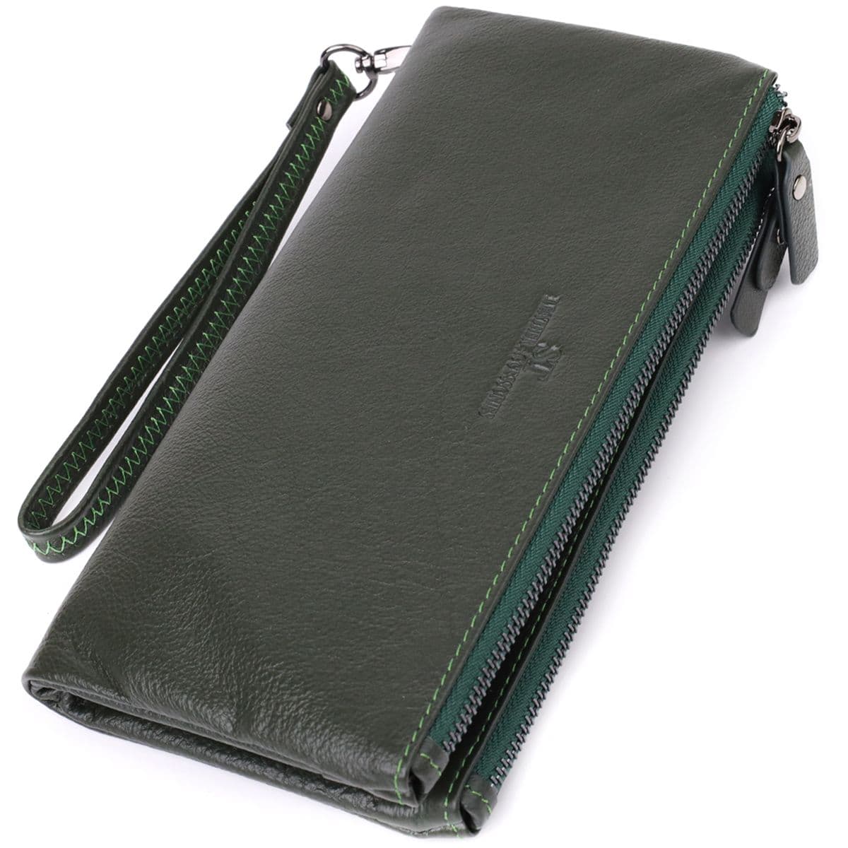 Красивий шкіряний гаманець на три відділення ST Leather 23110 Зелений
