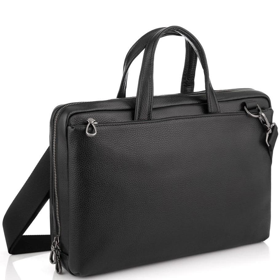 Сумка для ноутбука черная кожаная Tiding Bag NM29-88212-3A
