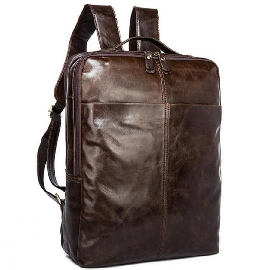 Рюкзак кожаный коричневый Tiding Bag 7280C