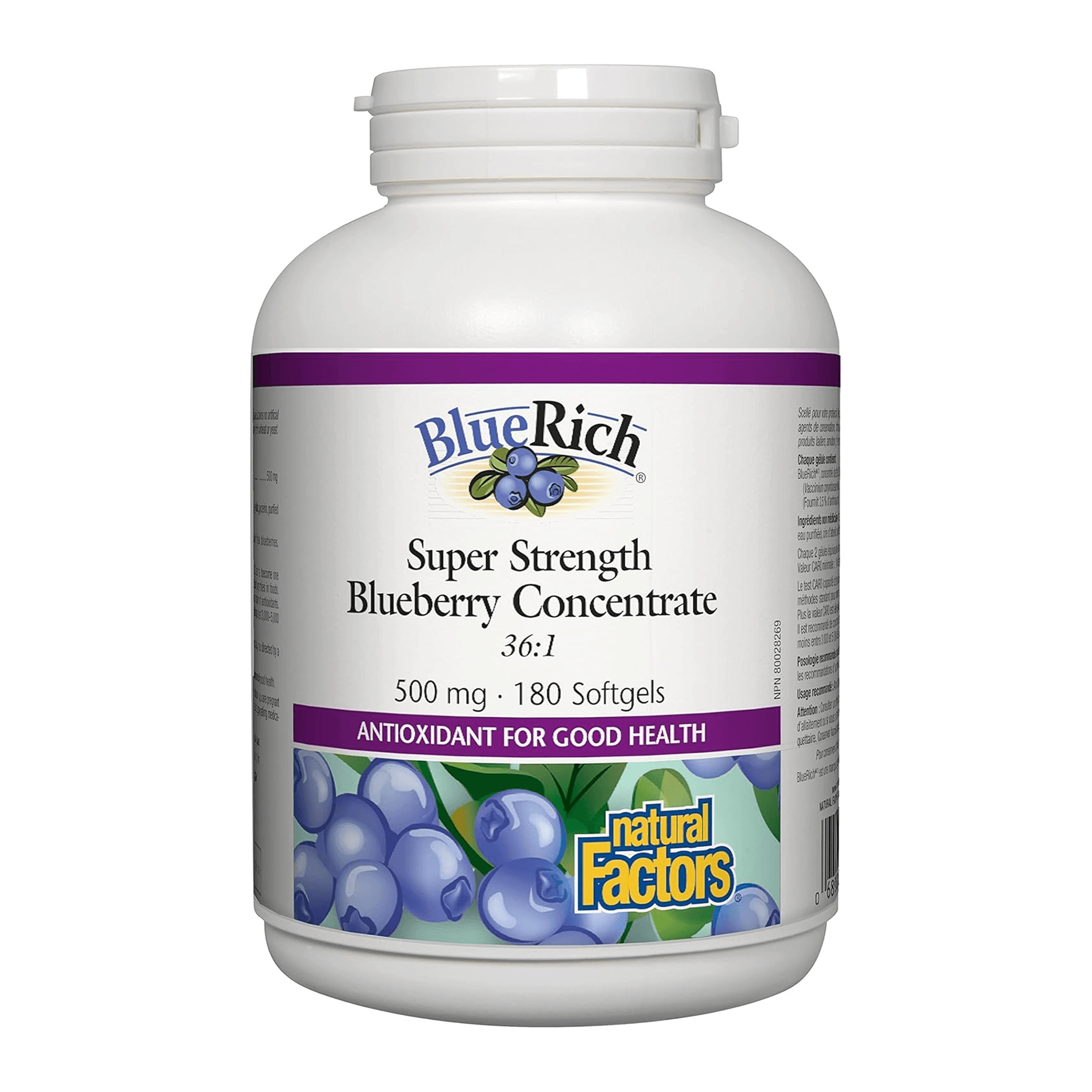 BlueRich (екстракт чорниці) 500 мг, 180 капсул софтгель, Natural Factors
