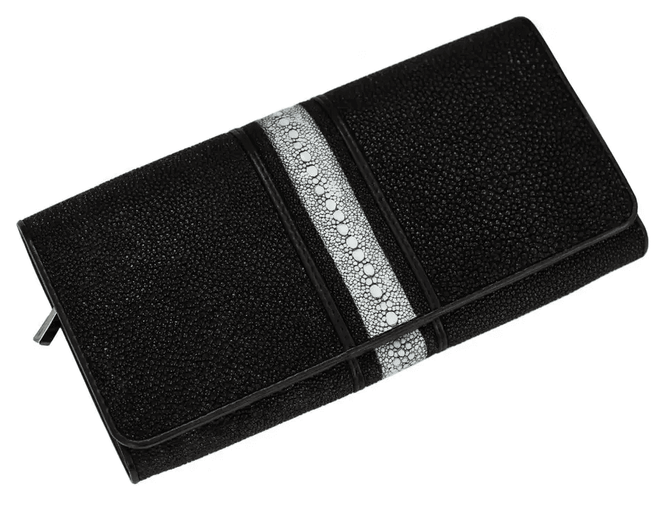 Кошелек женский из натуральной кожи морского ската Exotic Leather Черный (stw 79_1)