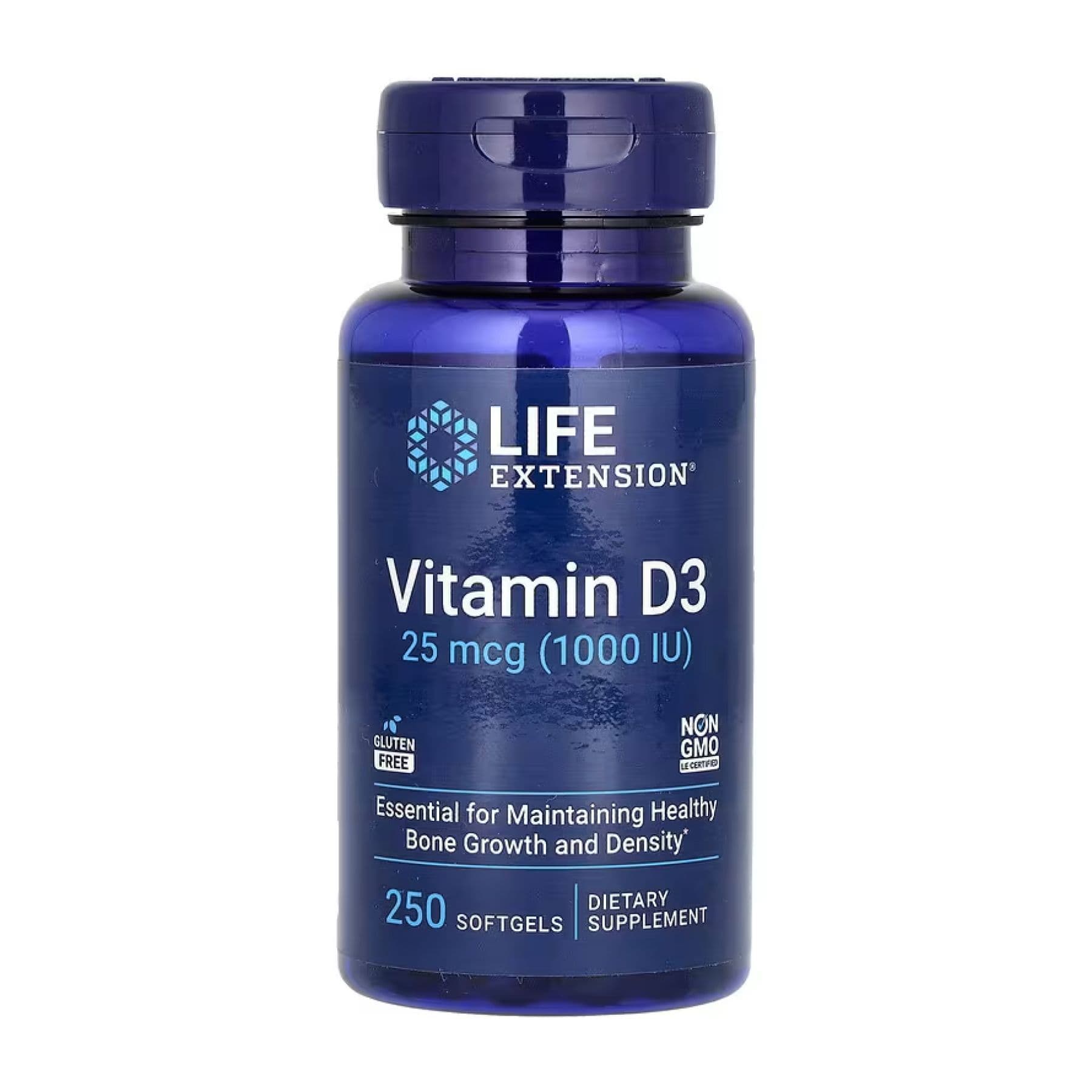 Витамин D3 25 мкг (1000 МЕ), 250 капсул софтгель, Life Extension