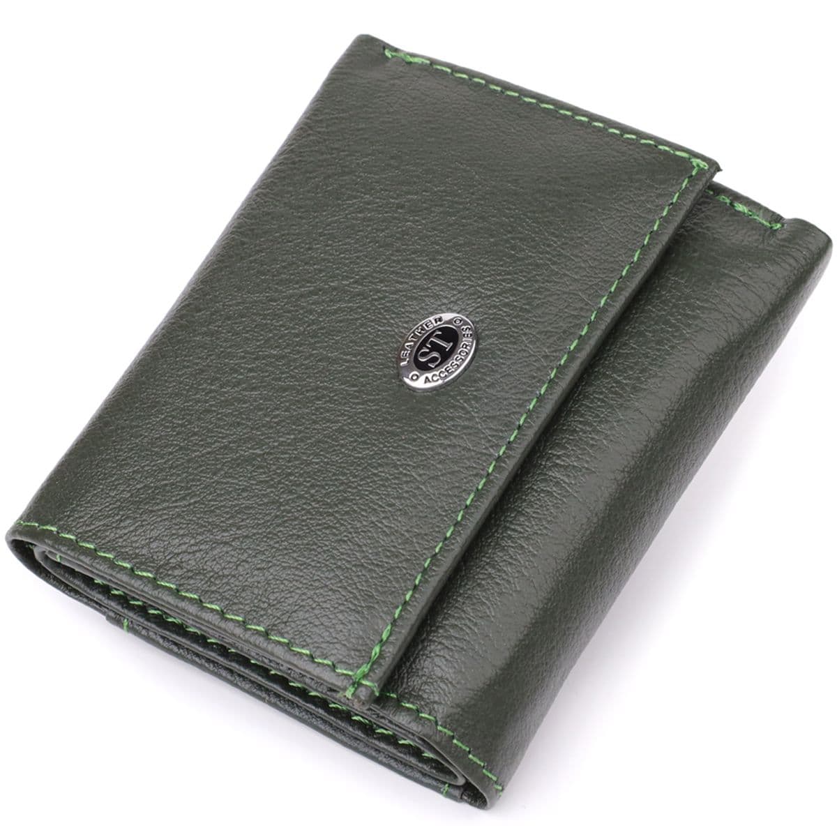 Женский миниатюрный кошелек из натуральной кожи ST Leather 23083 Зеленый