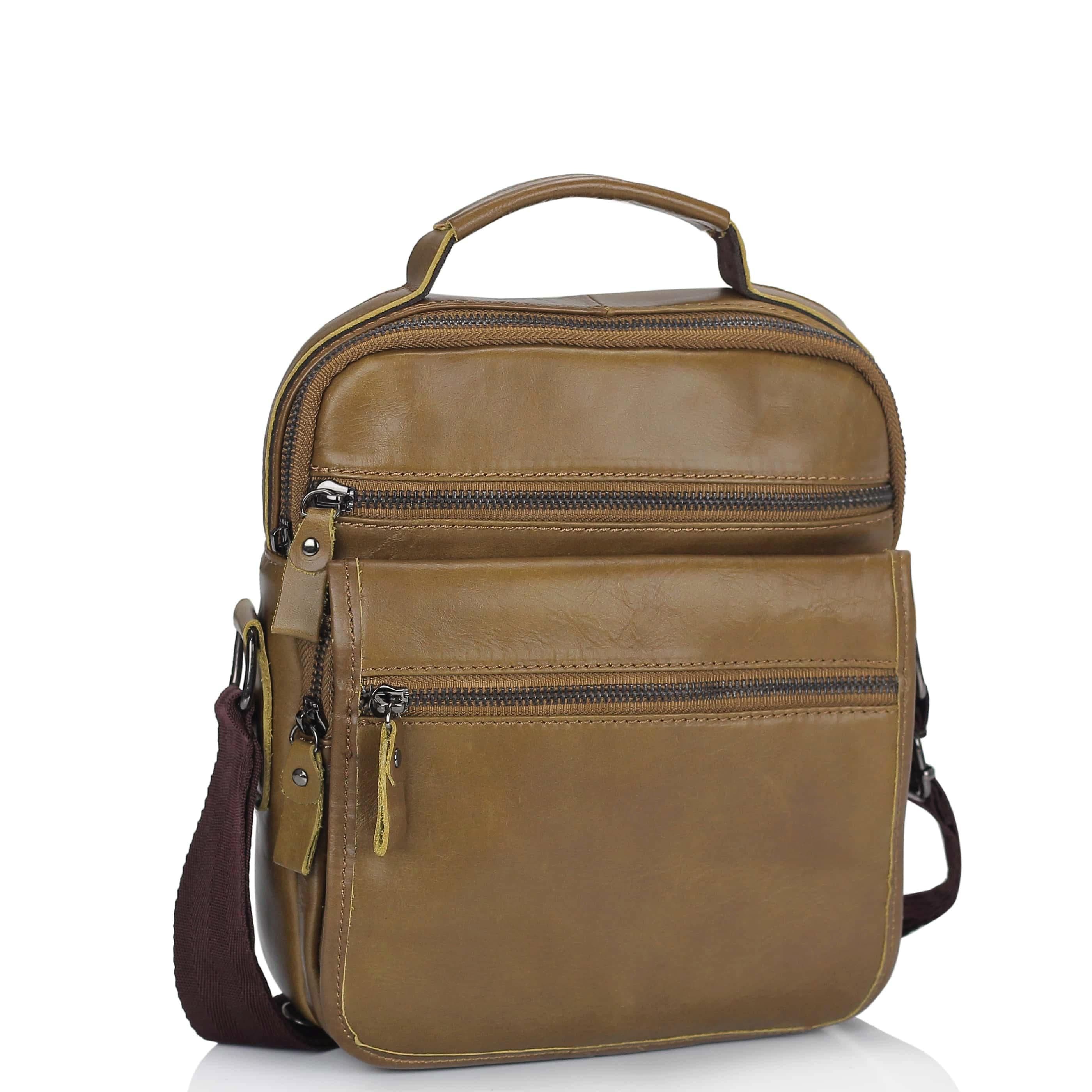 Чоловіча шкіряна сумка через плече коричнева Tiding Bag M35-8852LB