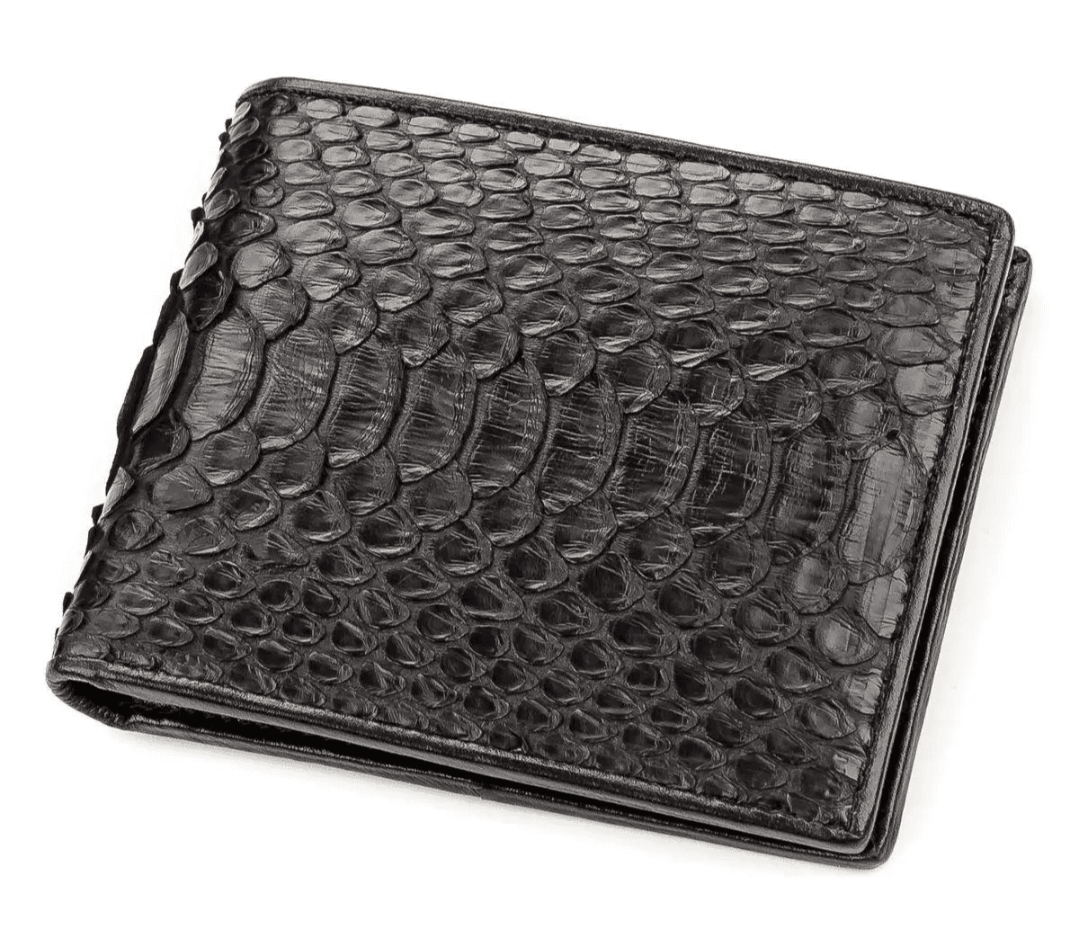 Портмоне вузьке з натуральної шкіри пітона Exotic Leather Чорне (snw 68)