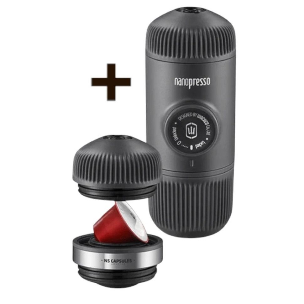 Портативная еспресо-кофеварка Wacaco Nanopresso с адаптером для капсул, механическая, для молотого кофе