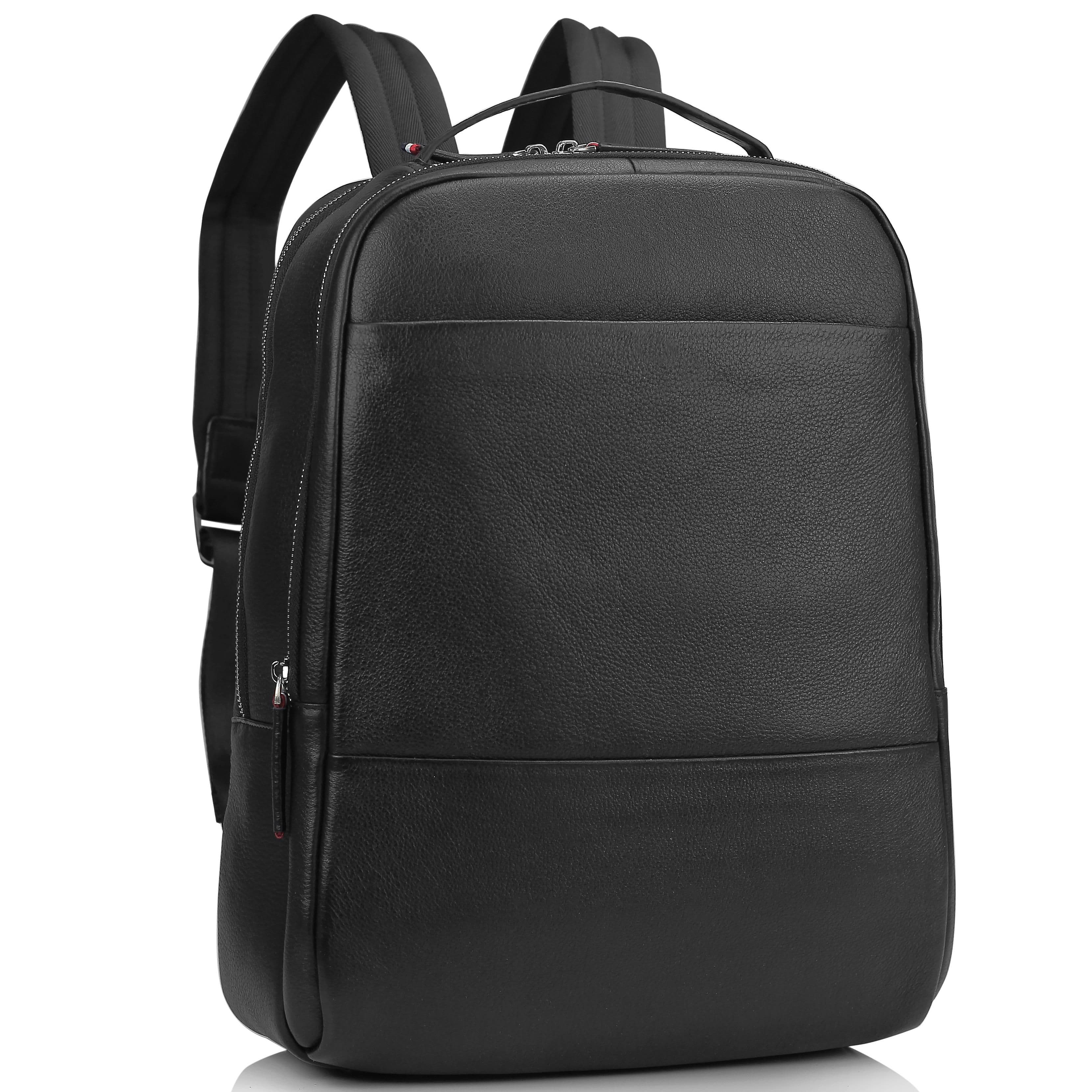 Чоловічий шкіряний чорний рюкзак для ноутбука Tiding Bag SM8-183A — фото 1