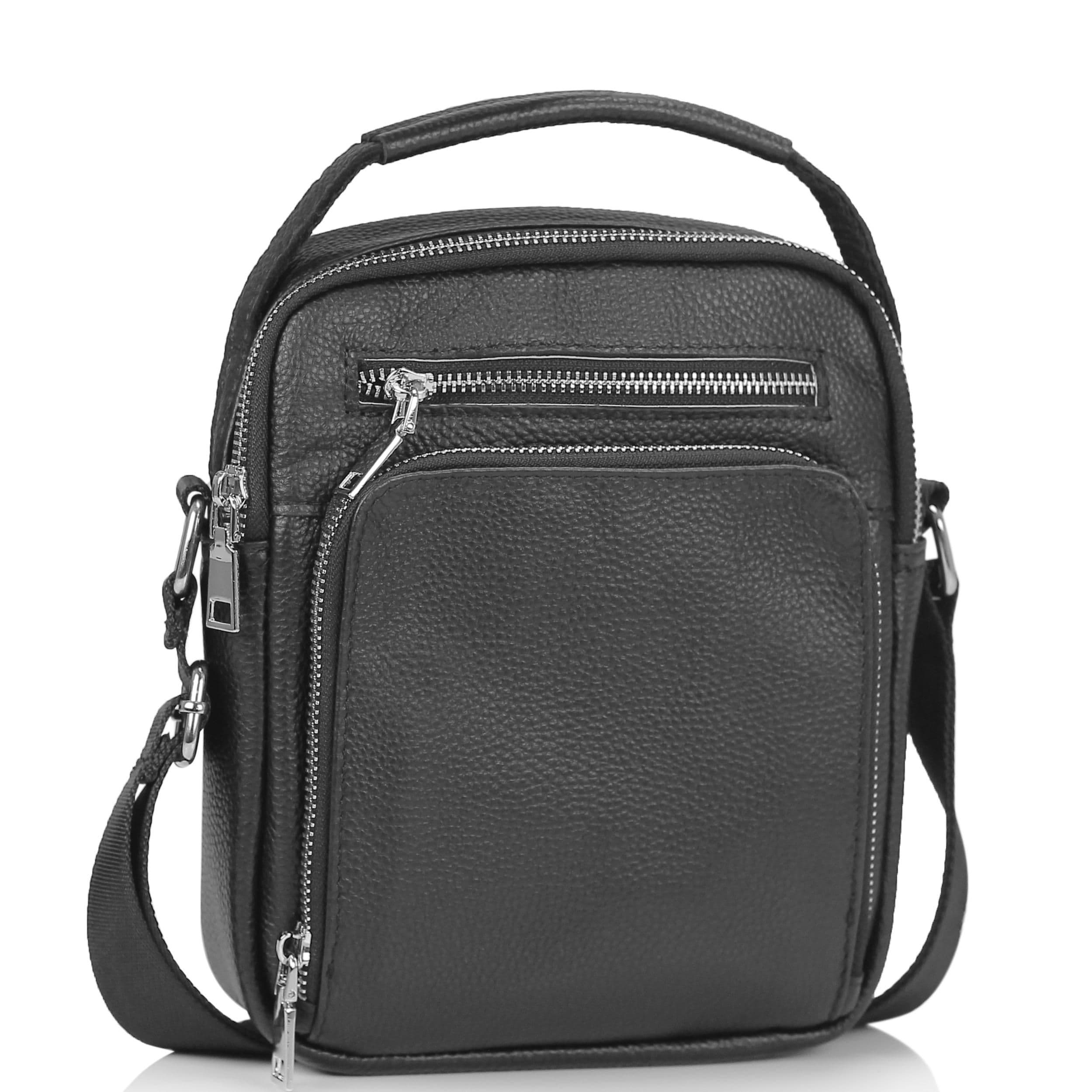 Чоловіча сумка через плече чорна з ручкою Tiding Bag NM23-2304A