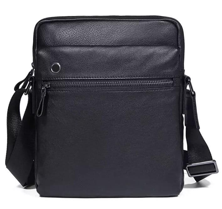 Сумка мужская кожаная через плечо черная Tiding Bag 8716A