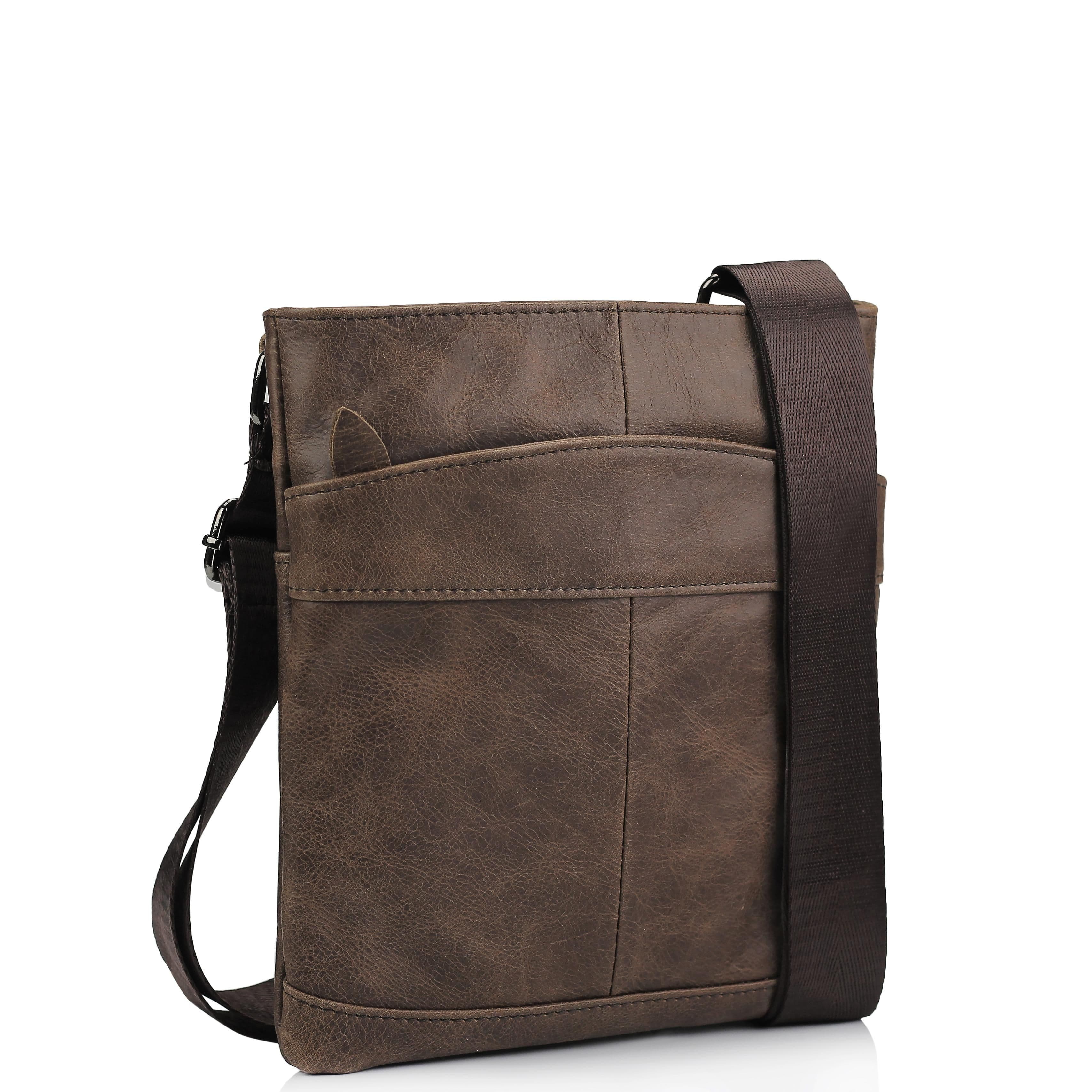 Чоловіча шкіряна сумка через плече коричнева Tiding Bag M35-703B