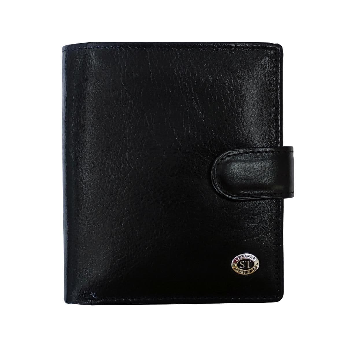 Чоловіче класичне портмоне на кнопці LEATHER ACCESSORIES BST-STB142BA