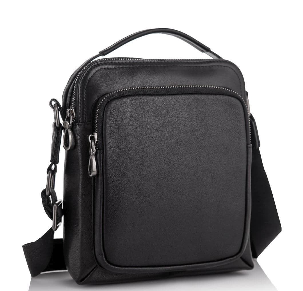 Чоловіча шкіряна сумка-барсетка через плече чорна Tiding Bag NA50-1042A