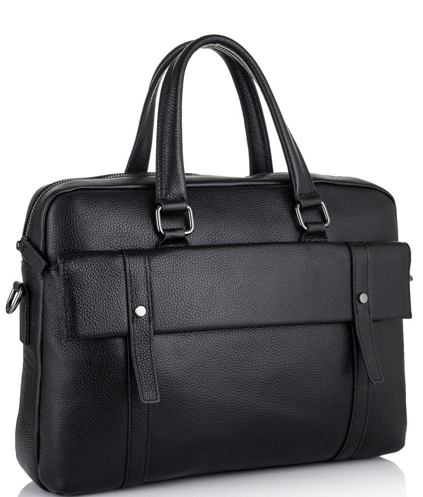 Класична чоловіча чорна шкіряна сумка Tiding Bag SM8-9824-1A
