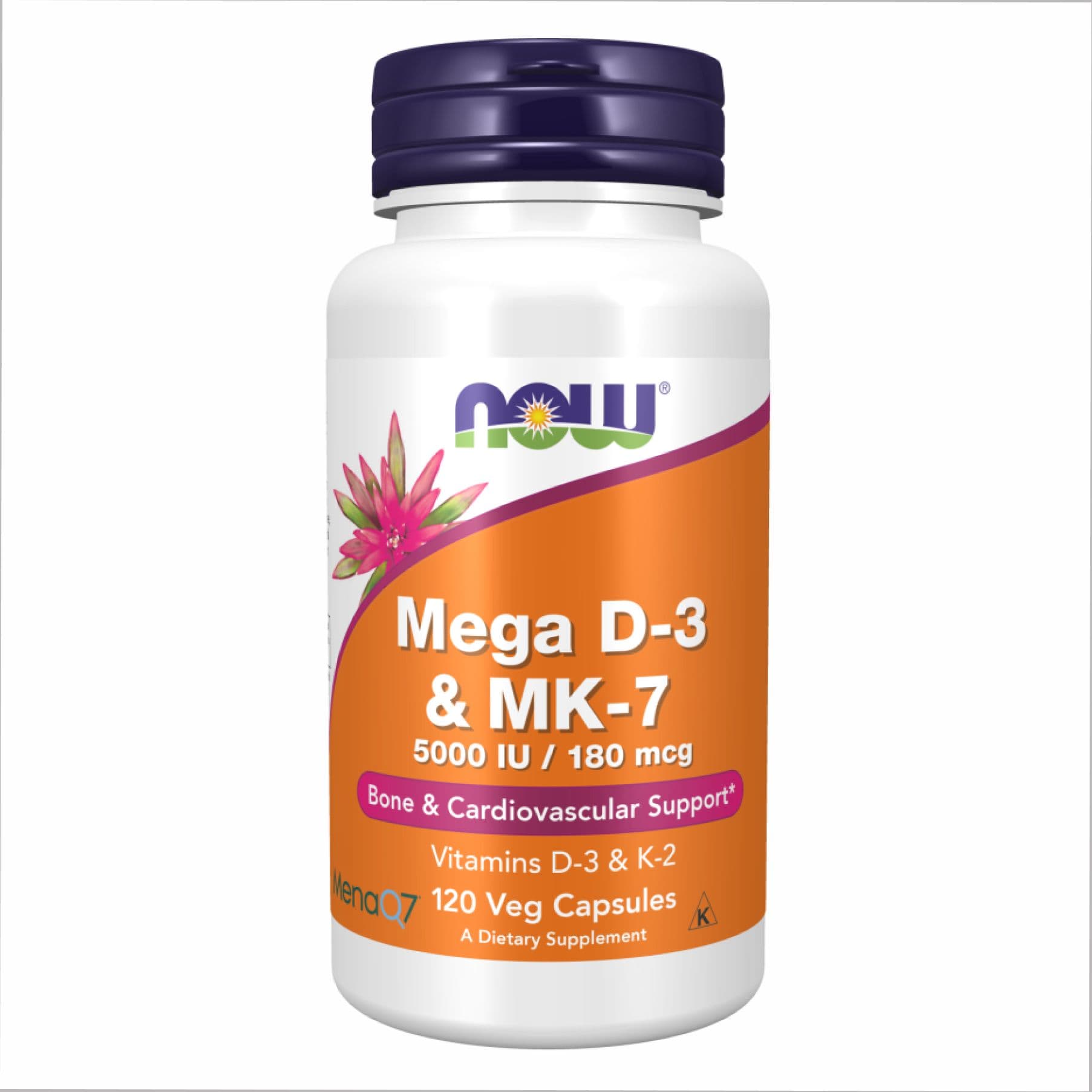 Витамин D3 и K2 (MK-7), 120 вег. капсул, Now Foods