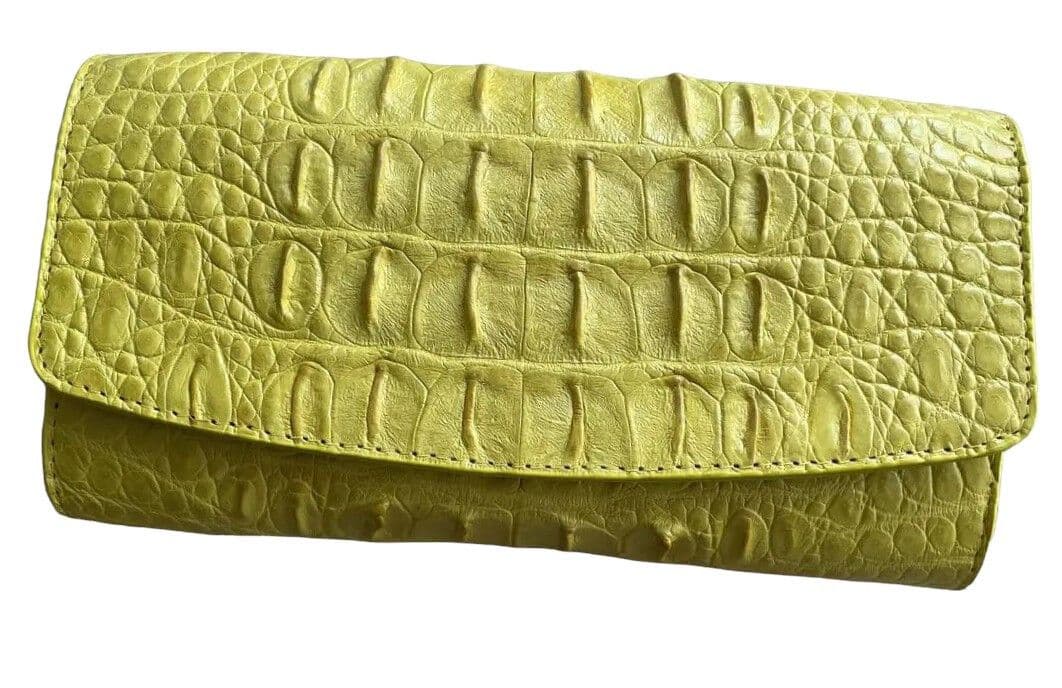 Гаманець портмоне жіночий із натуральної шкіри крокодила Exotic Leather жовтий (cw 25_4)