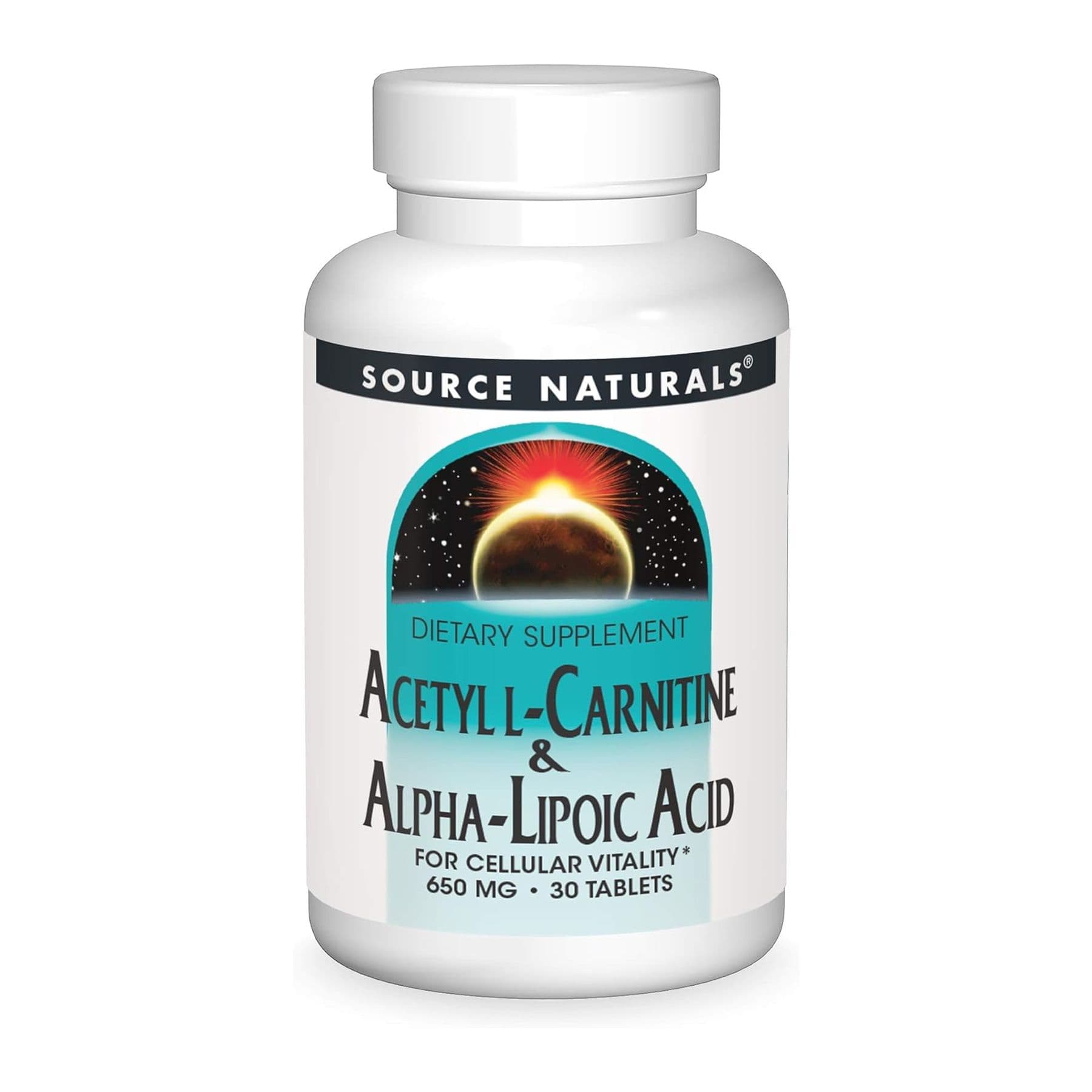 Ацетил L-Карнитин и Альфа-липоевая кислота 650 мг, 30 таблеток, Source Naturals