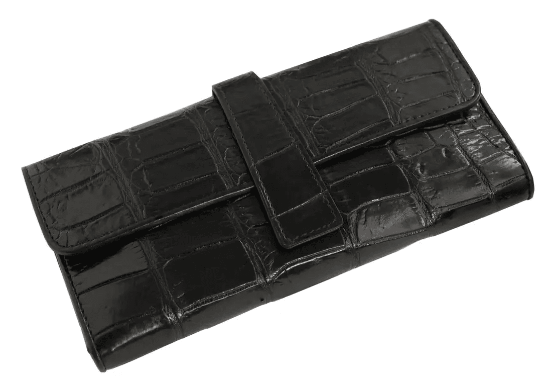 Гаманець зі шкіри крокодила жіночий Exotic Leather Чорний (cw24) — фото 1