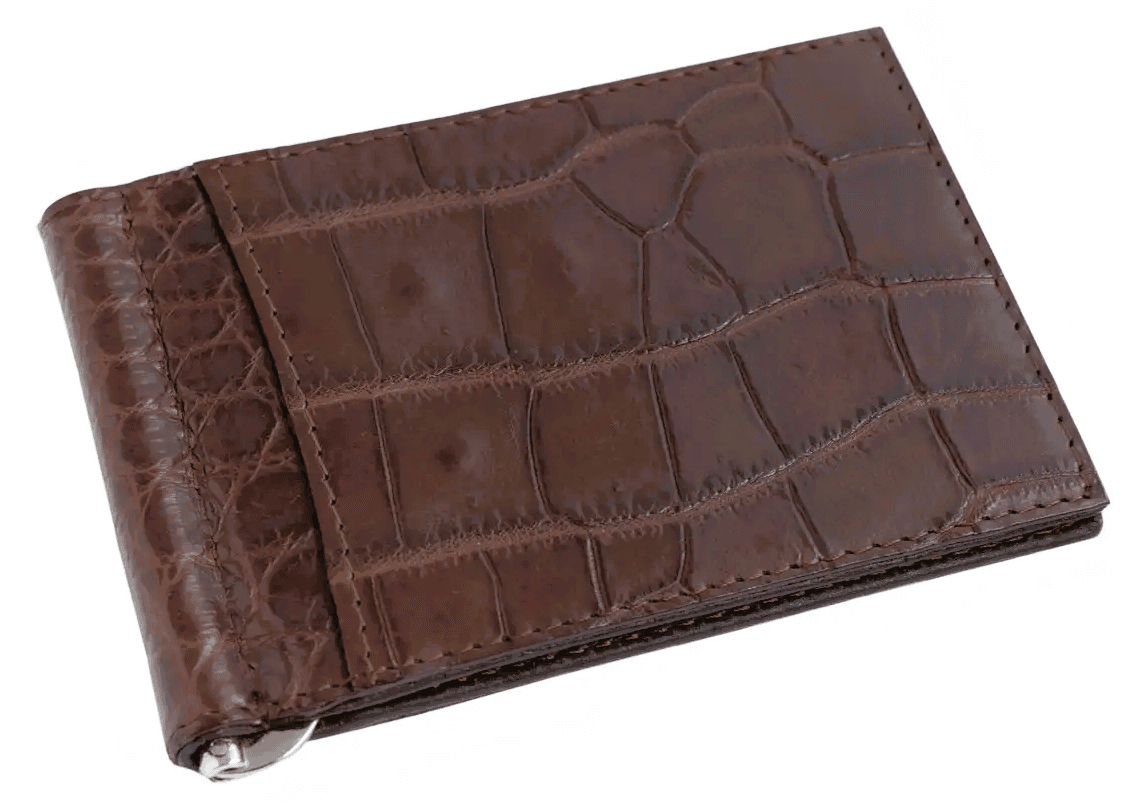 Зажим для денег из кожи крокодила Exotic Leather Коричневый (cc02_1)