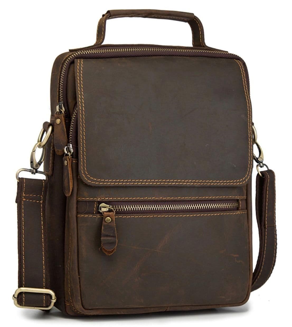 Сумка мужская через плечо натуральная кожа с ручкой Tiding Bag t0040