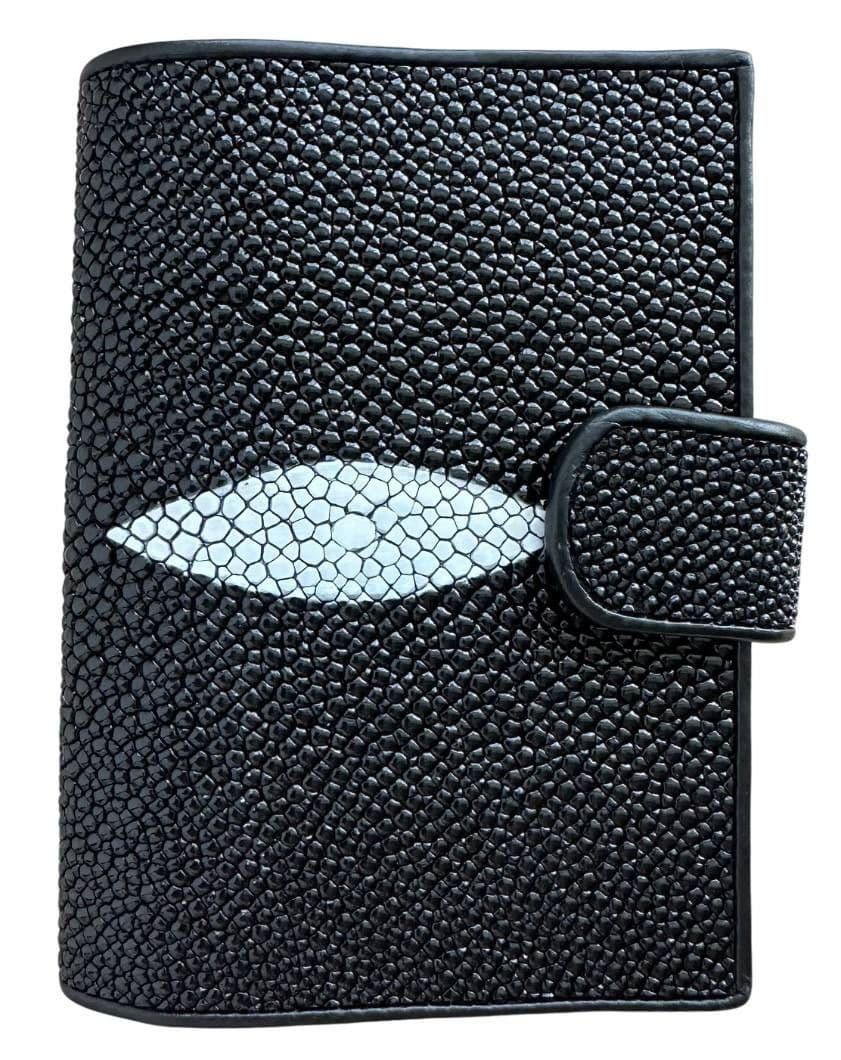 Обкладинка на паспорт із натуральної шкіри ската Exotic Leather Чорна (sp02)