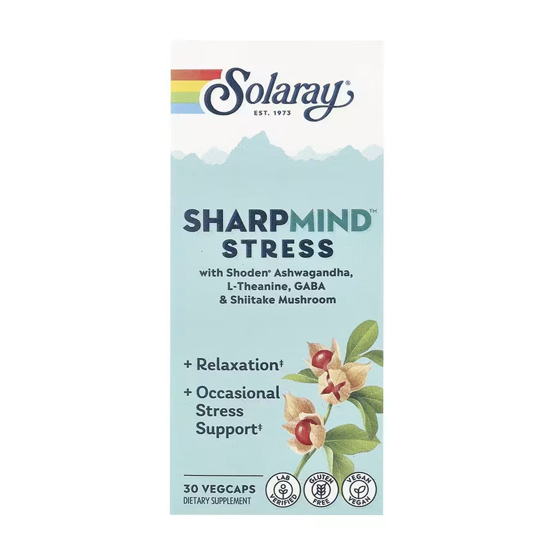 SharpMind Nootropics — для зняття стресу, 30 вег. капсул, Solaray