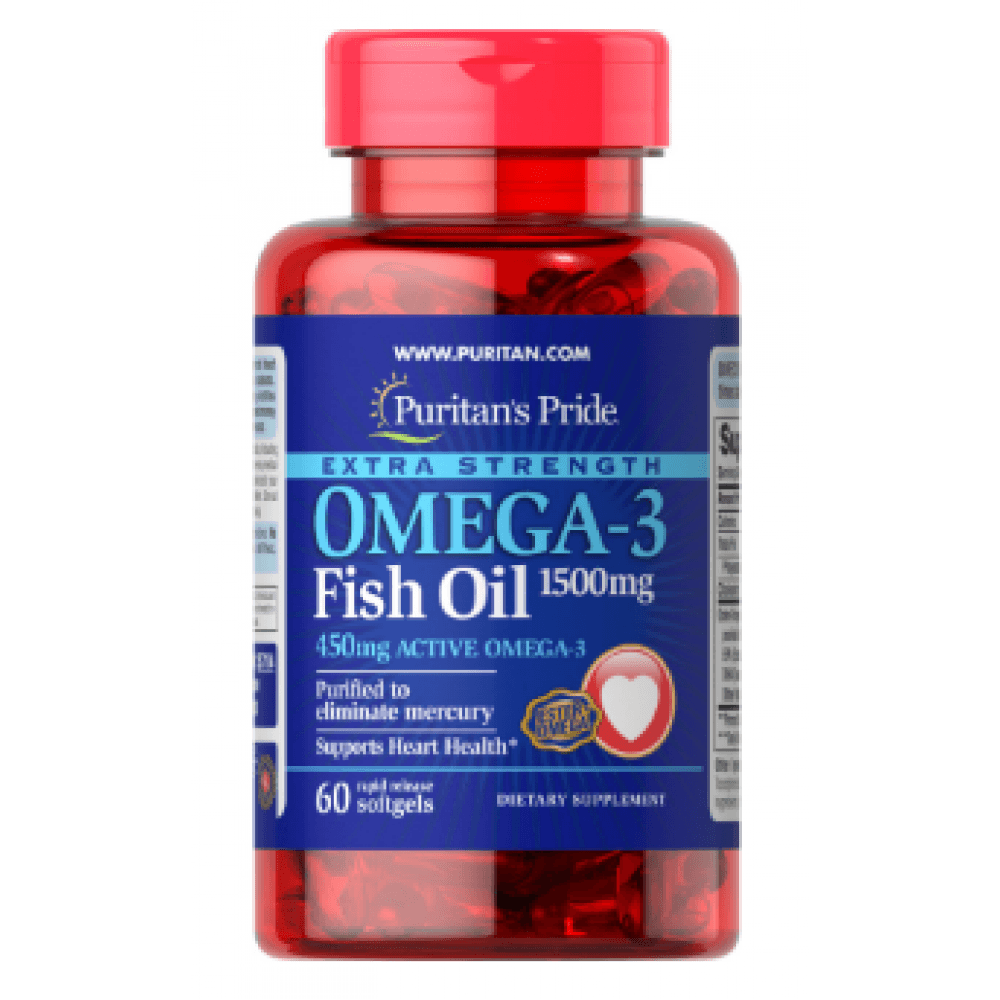 Omega-3 Fish Oil Extra Strength 1500 mg (450 mg Active Omega-3) 60 Softgels (Пошкоджена банка)