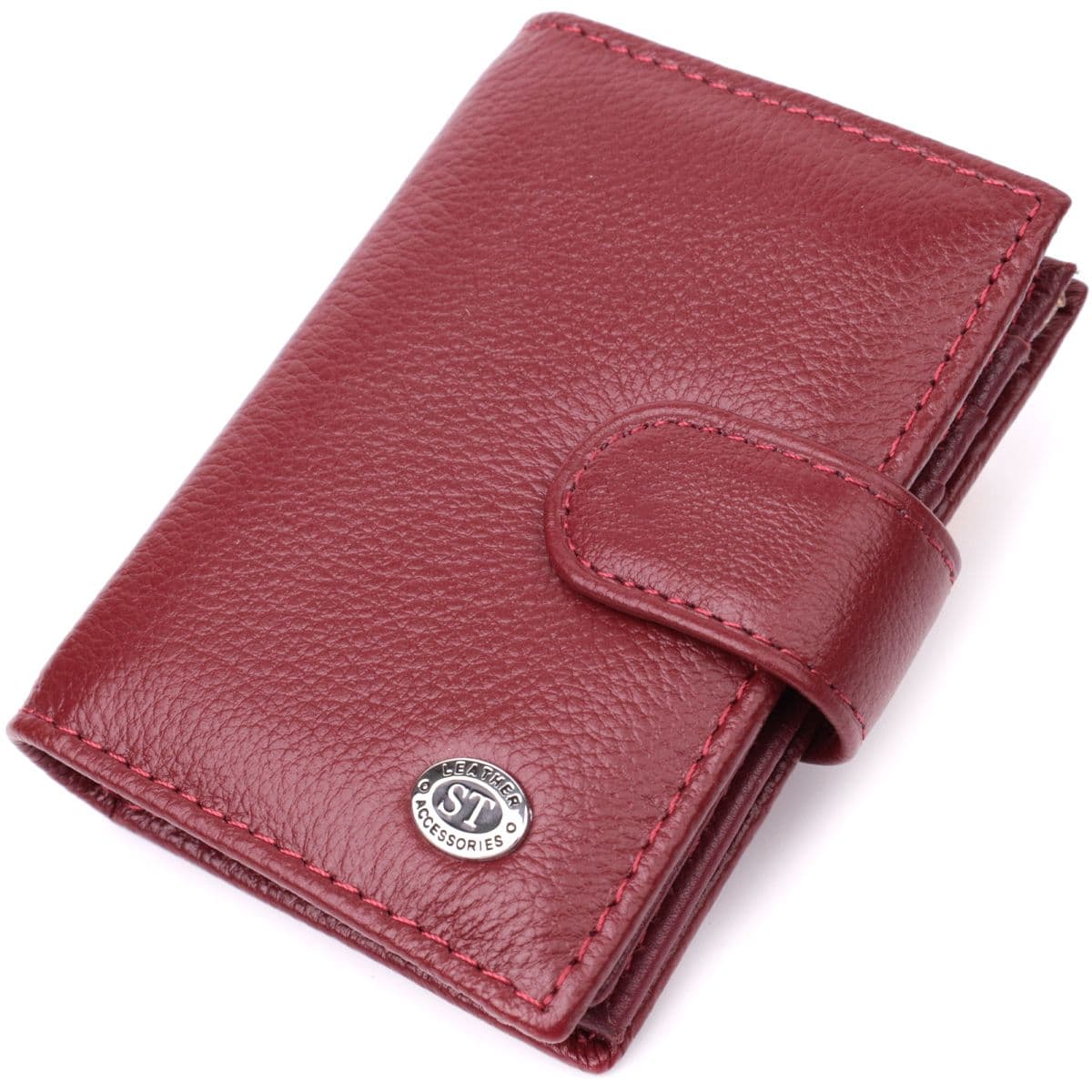 Практична візитниця з натуральної шкіри ST Leather 22468 Бордовий